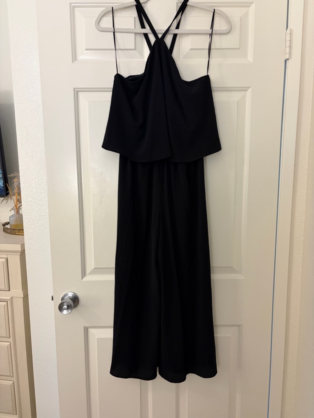 Vince Camuto Black Strapless Wide-Leg Jumpsuit